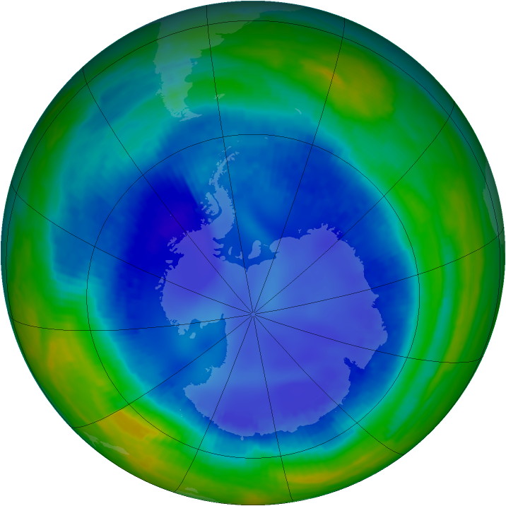 Antarctic ozone map for 17 August 2000